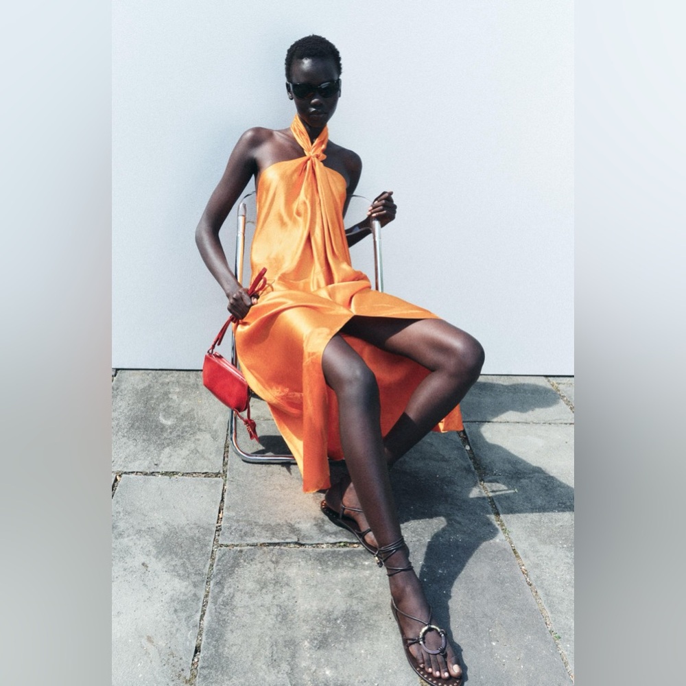 NWT ZARA JACQUARD HALTER DRESS ZW COLLECTION